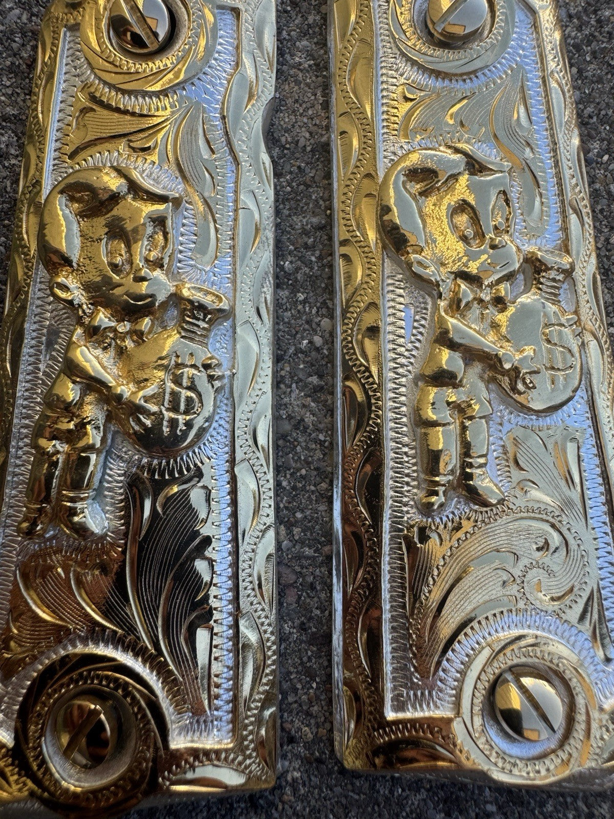 1911 45 38 Super Full Size Richie Rich Gold Gun Pistol Grip Cachas & 24K Screws