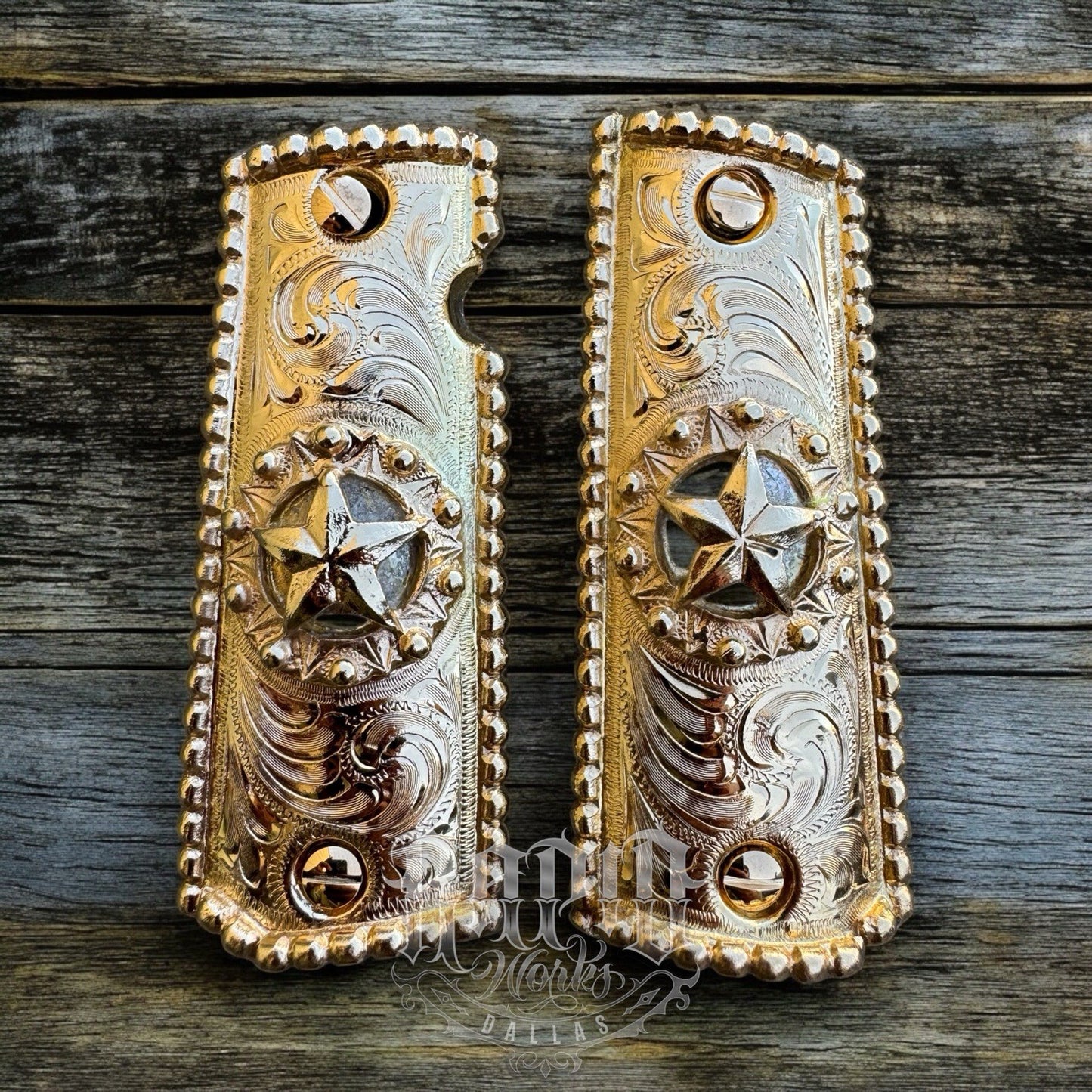 1911 45 38 Super Full Size Gold Gun Pistol Grip Cachas Chapeado & 24K Screws