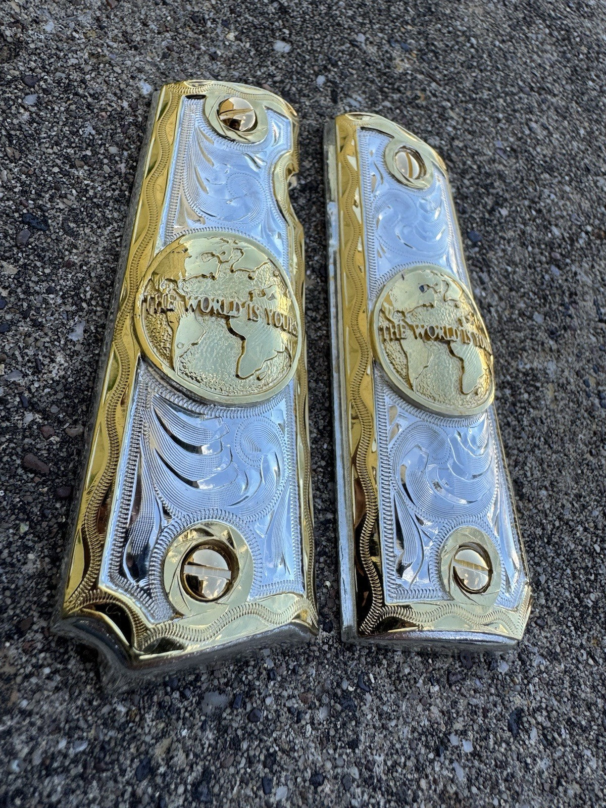 1911 45 38 Super Full Size Gold Gun Pistol Grip Cachas & 24K Screws