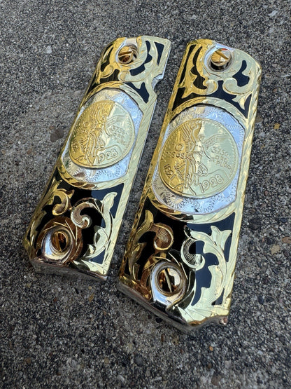 1911 45 38 Super Centenario Full Size Gold Gun Pistol Grip Cachas & 24K Screws