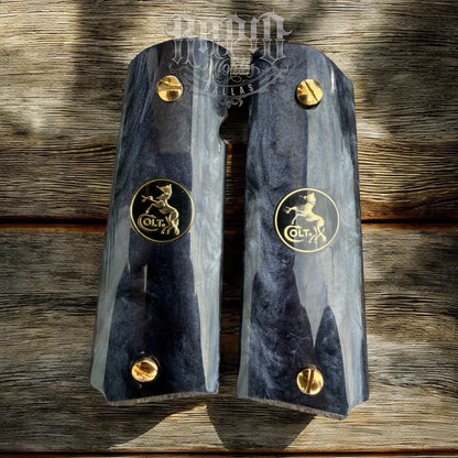 1911 45 38 Super Full Size Gold Gun Pistol Grip Cachas Chapeado & 24K Screws