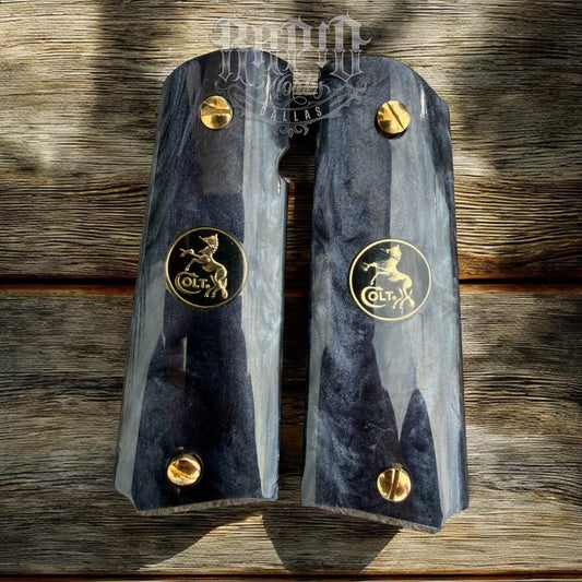 1911 45 38 Super Full Size Gold Gun Pistol Grip Cachas Chapeado & 24K Screws