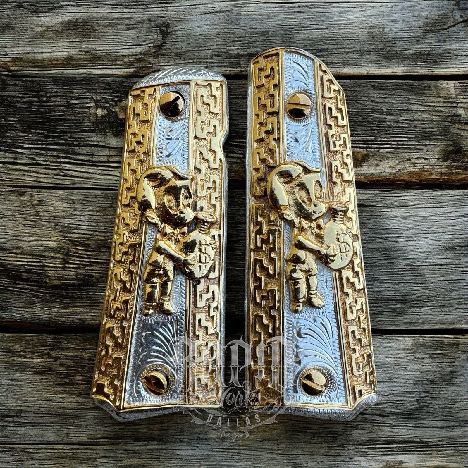 1911 45 38 Super Full Size Richie Rich Gold Gun Pistol Grip Cachas & 24K Screws