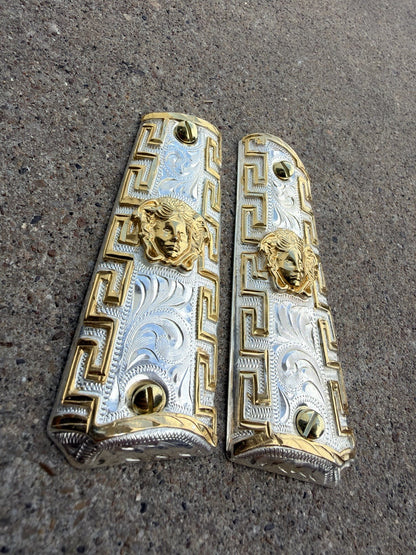 1911 45 38 Super Full Size Versace Gold Gun Pistol Grip Cachas & 24K Screws