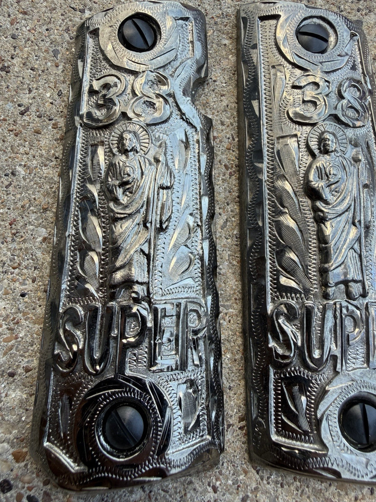 1911 45 38 Super Full Size San Judas Gun Pistol Grip Cachas & Screws