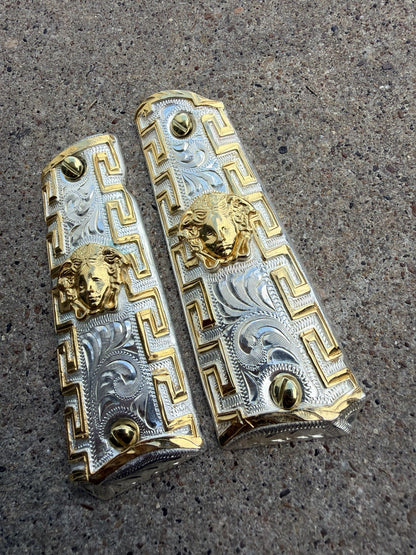 1911 45 38 Super Full Size Versace Gold Gun Pistol Grip Cachas & 24K Screws