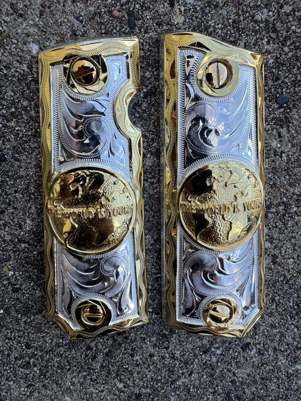 1911 45 38 Super Full Size Gold Gun Pistol Grip Cachas & 24K Screws