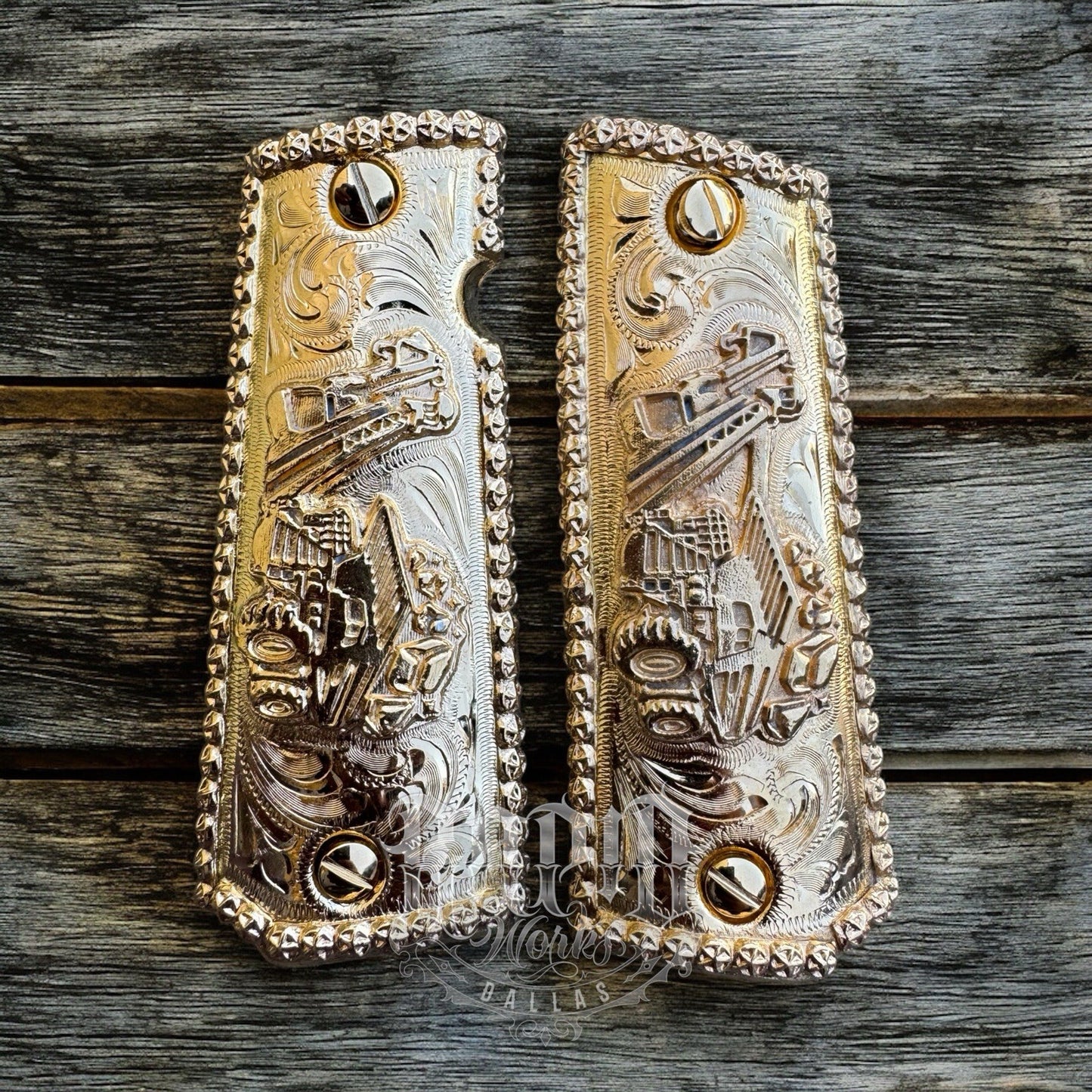 1911 45 38 Super Full Size Gold Gun Pistol Grip Cachas Chapeado & 24K Screws