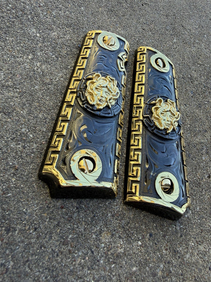 1911 45 38 Super Full Size Versace Gold Gun Pistol Grip Cachas & 24K Screws