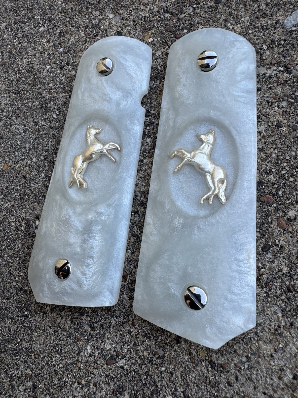 1911 45 38 Super Full Size Resin SilverColt Horse Gun Pistol Grip Cachas