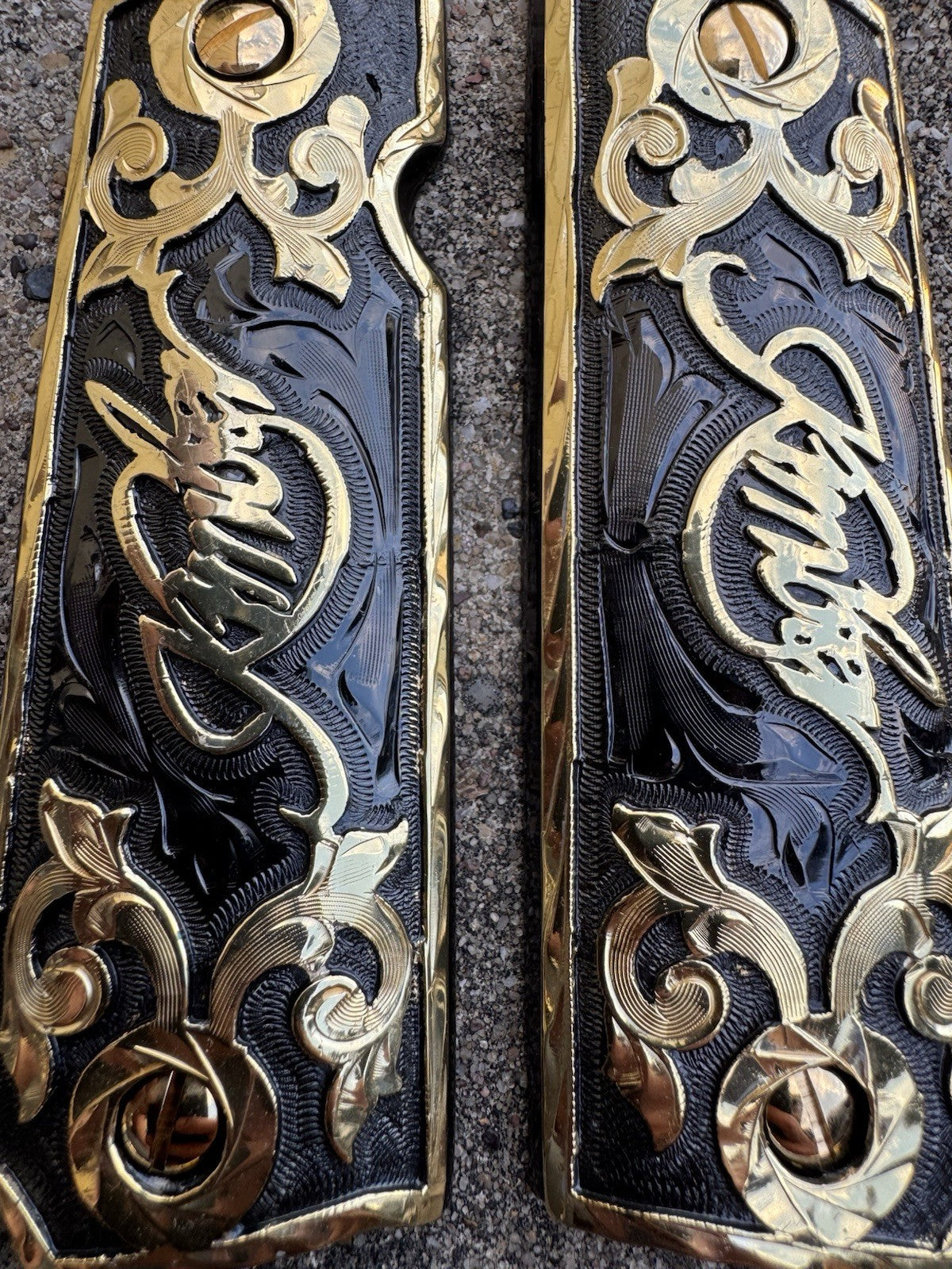 1911 45 38 Super Full Size Kimber Gold Gun Pistol Grip Cachas & 24K Screws