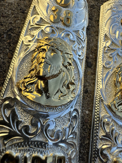 1911 45 38 Super Full Size Jesus Gold Gun Pistol Grip Cachas & 24K Screws