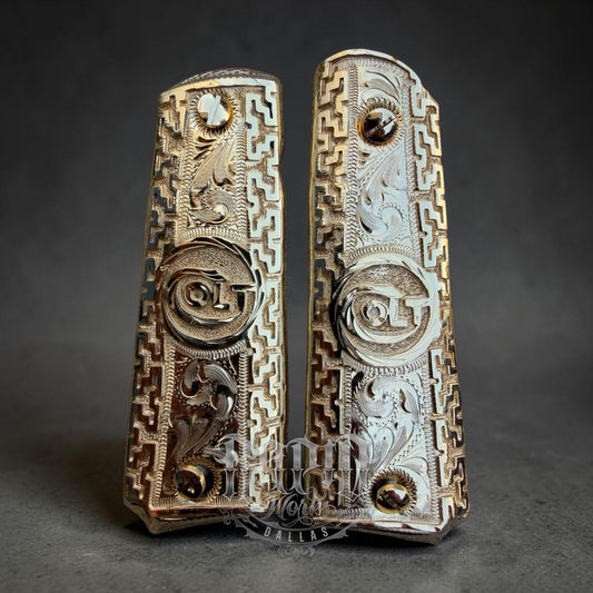 1911 45 38 Super Full Size Colt Gold Gun Pistol Grip Cachas & 24K Screws