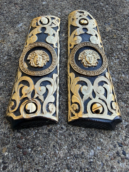 1911 45 38 Super Full Size Versace Gold Gun Pistol Grip Cachas & 24K Screws