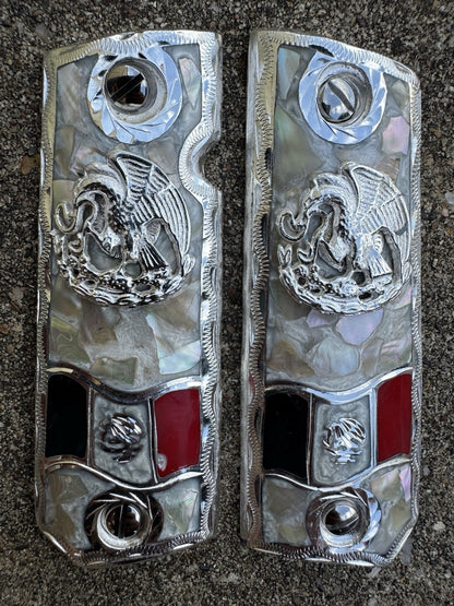 1911 45 38 Super Full Size Aguila Gun Pistol Grip Cachas & Polished Screws
