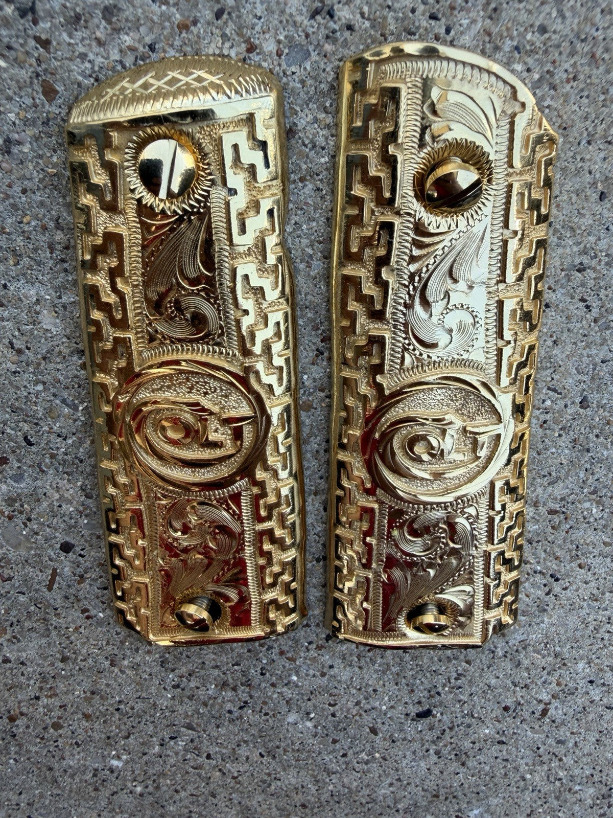 1911 45 38 Super Full Size Colt Gold Gun Pistol Grip Cachas & 24K Screws