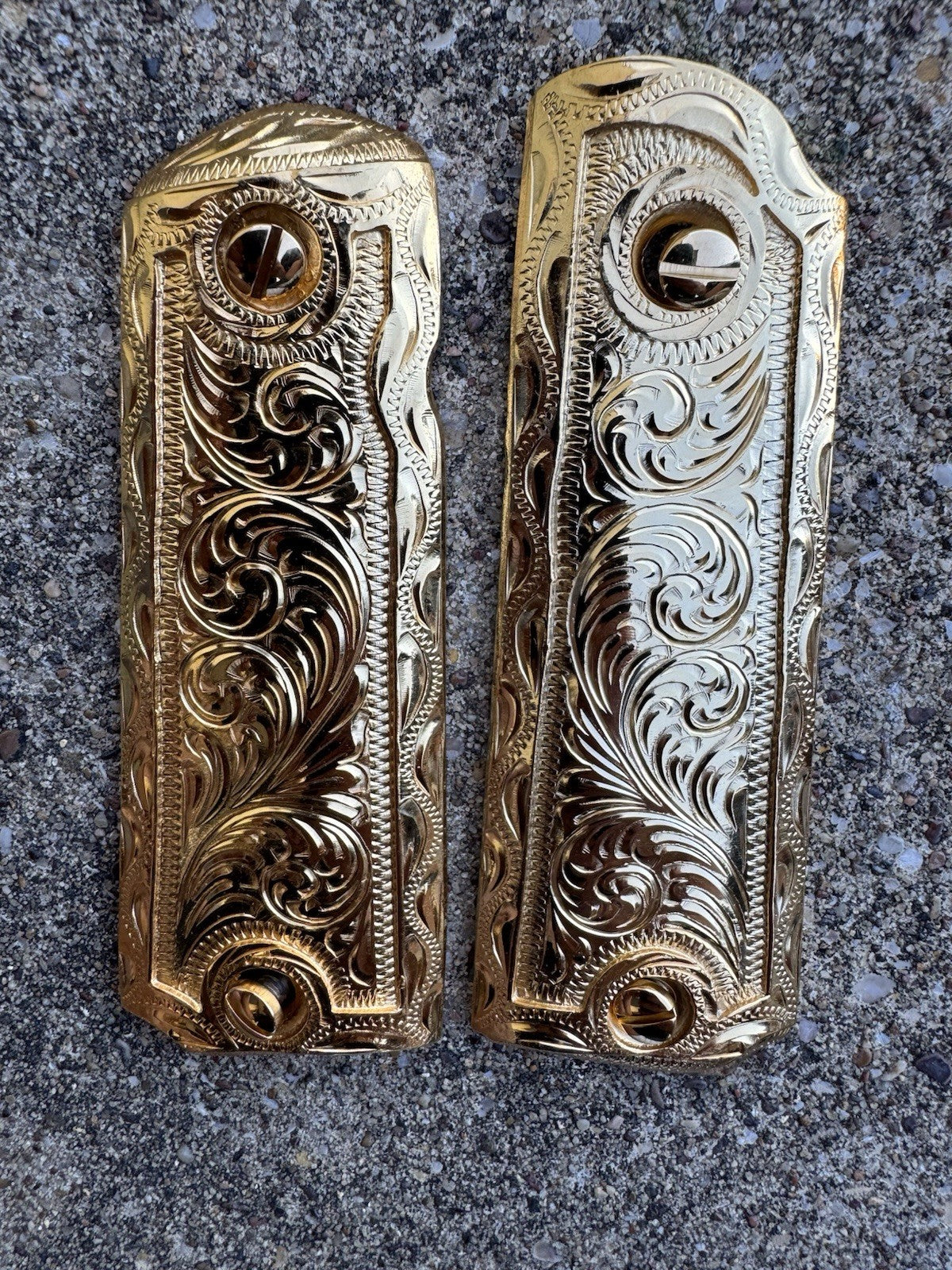 1911 45 38 Super Full Size Gold Gun Pistol Grip Cachas Chapeado & 24K Screws
