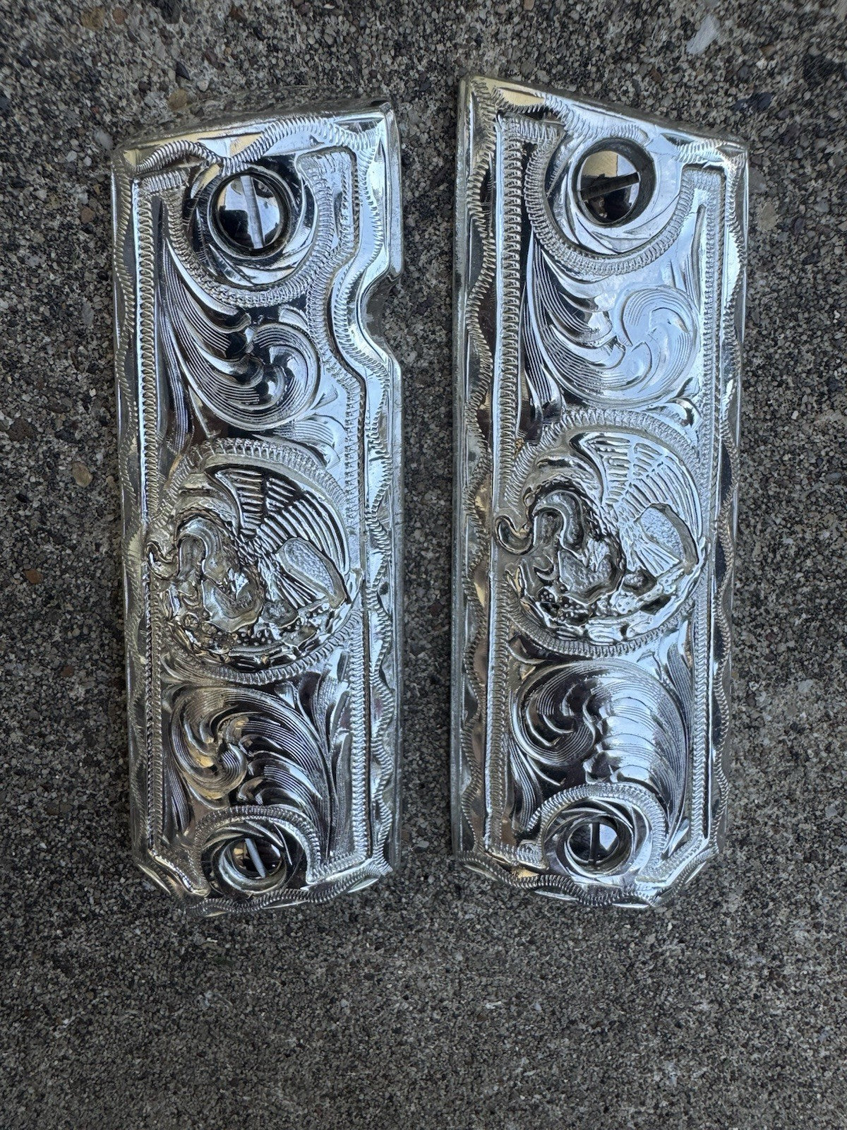 1911 45 38 Super Full Size Aguila Gun Pistol Grip Cachas & Polished Screws