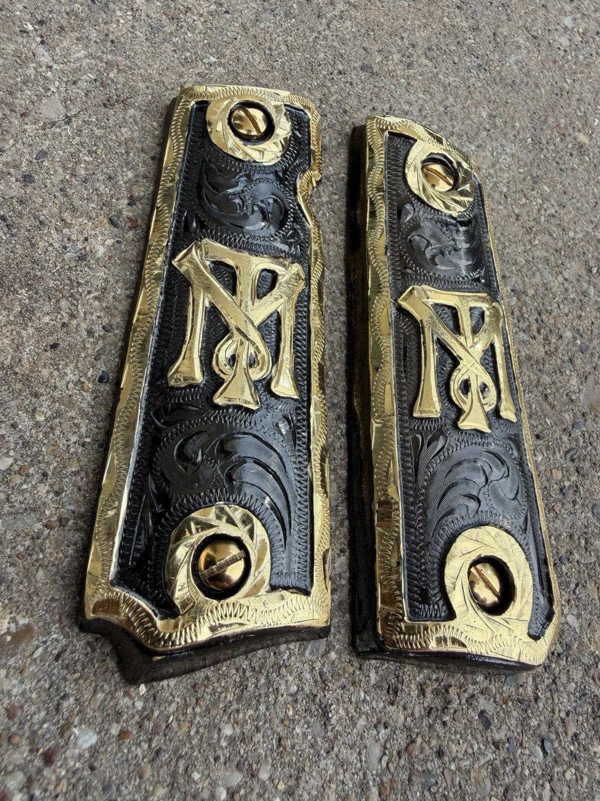 1911 45 38 Super Full Size Scarface Gold Gun Pistol Grip Cachas & 24K Screws