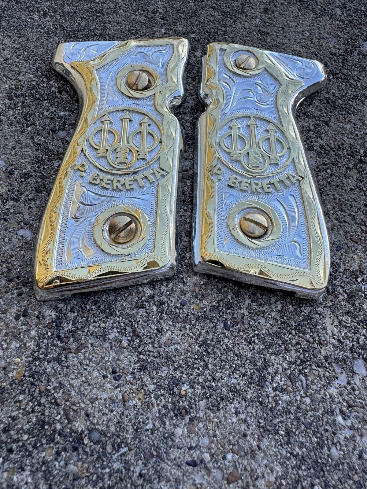 Beretta 92FS Cachas Gold Plated Pistol Custom Grips & Gold Screws