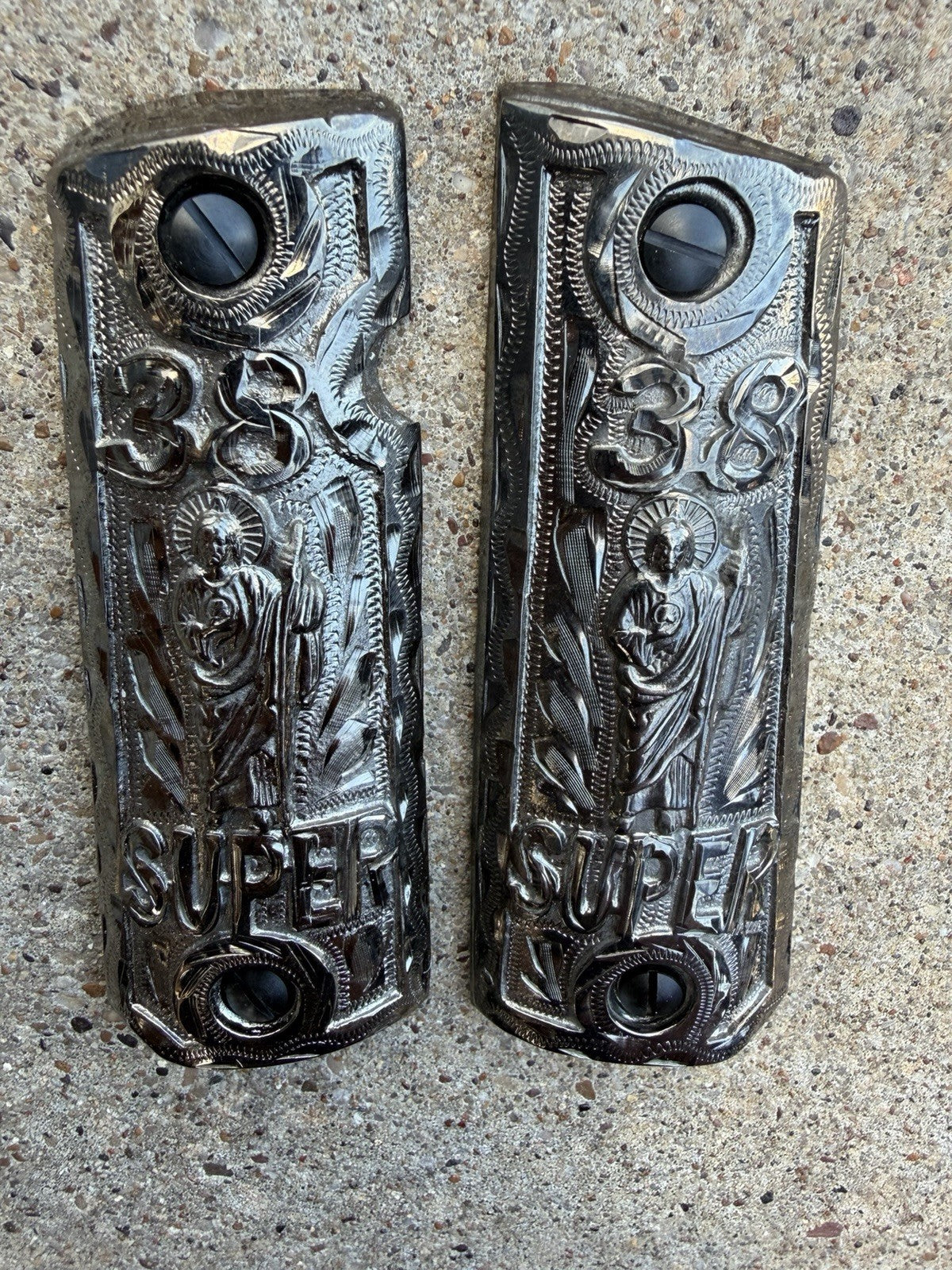 1911 45 38 Super Full Size San Judas Gun Pistol Grip Cachas & Screws