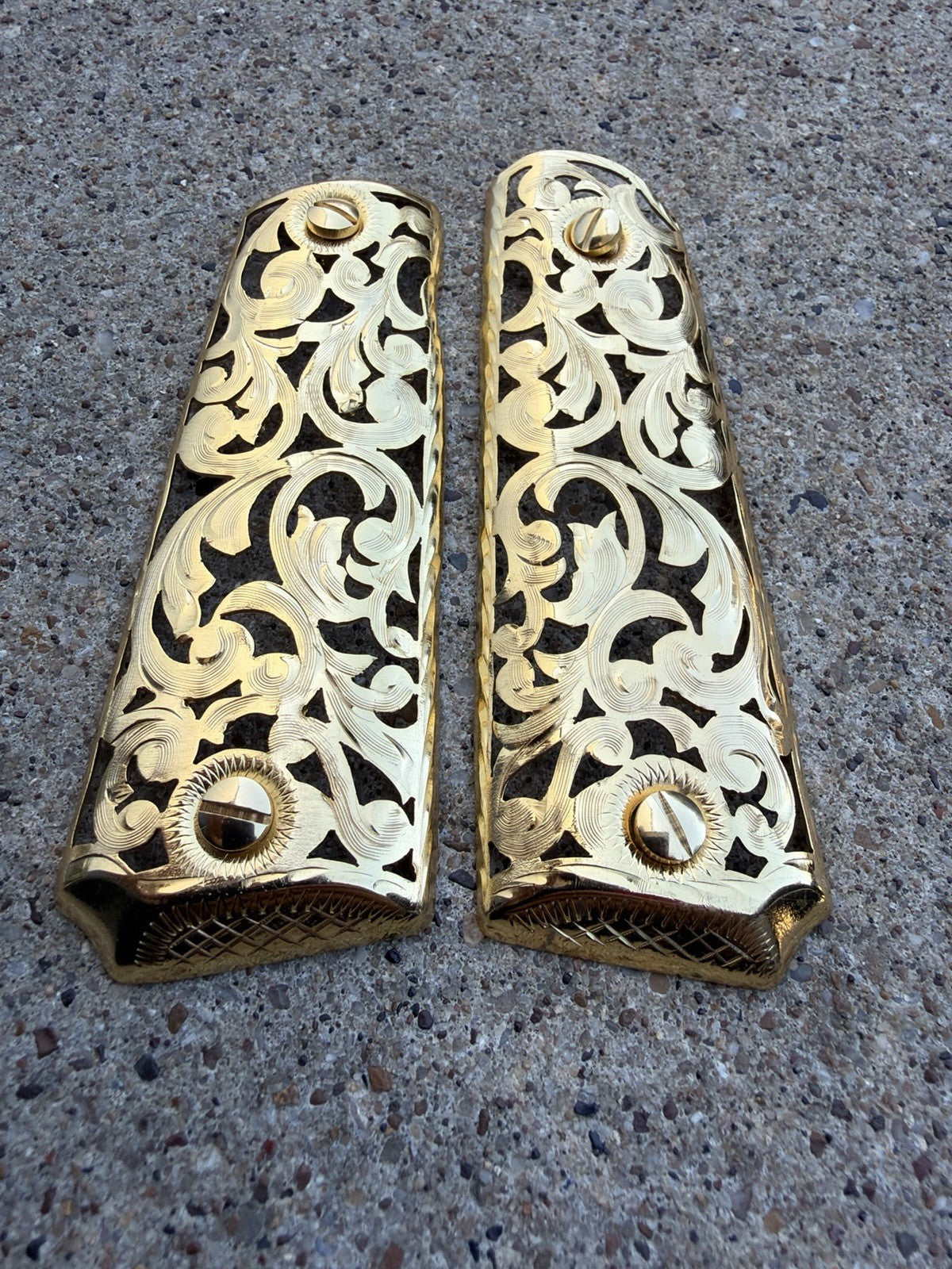 1911 45 38 Super Full Size Gold Gun Pistol Grip Cachas Chapeado & 24K Screws