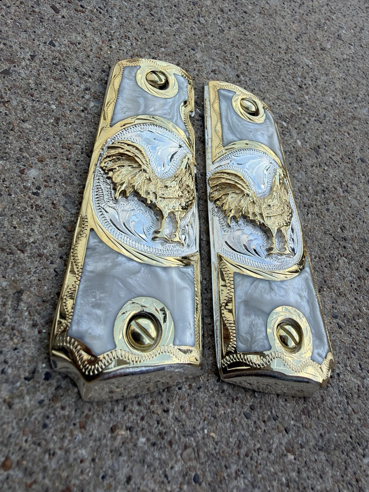 1911 45 38 Super Full Size Gallo Gold Gun Pistol Grip Cachas & 24K Screws