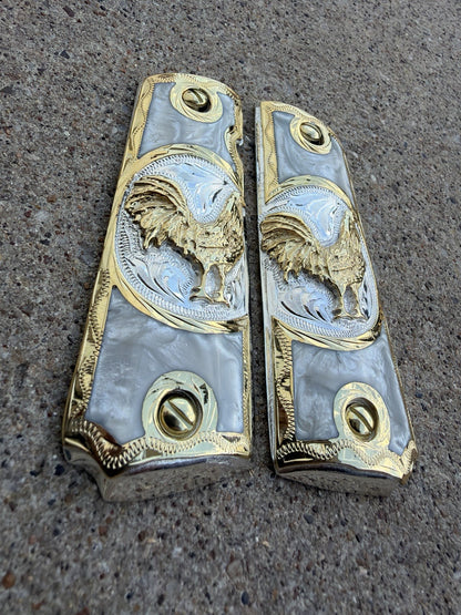 1911 45 38 Super Full Size Gallo Gold Gun Pistol Grip Cachas & 24K Screws