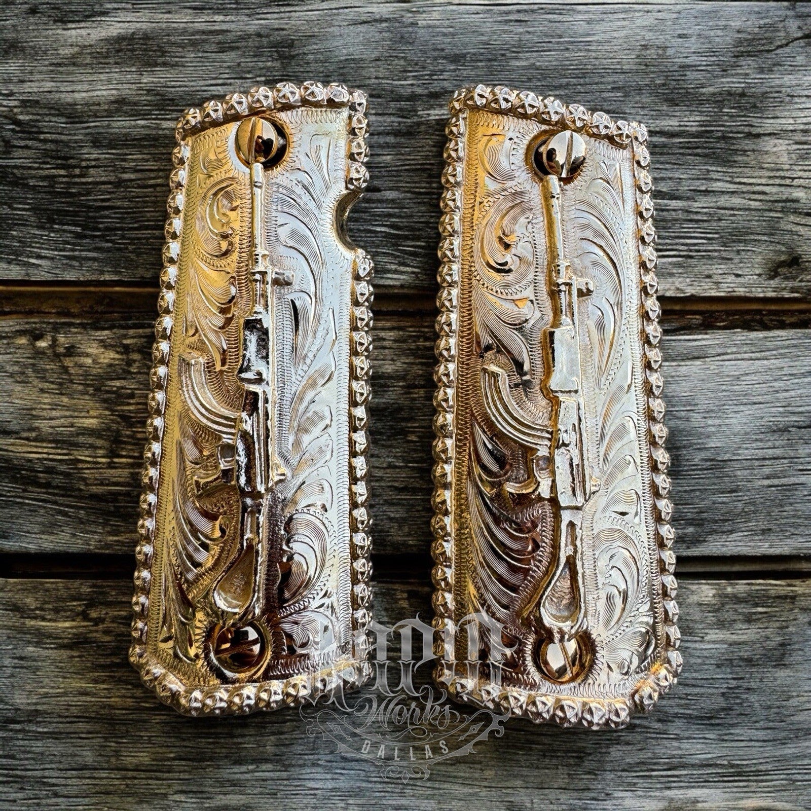 1911 45 38 Super Full Size Gold Gun Pistol Grip Cachas Chapeado & 24K Screws