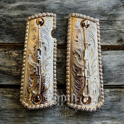 1911 45 38 Super Full Size Gold Gun Pistol Grip Cachas Chapeado & 24K Screws
