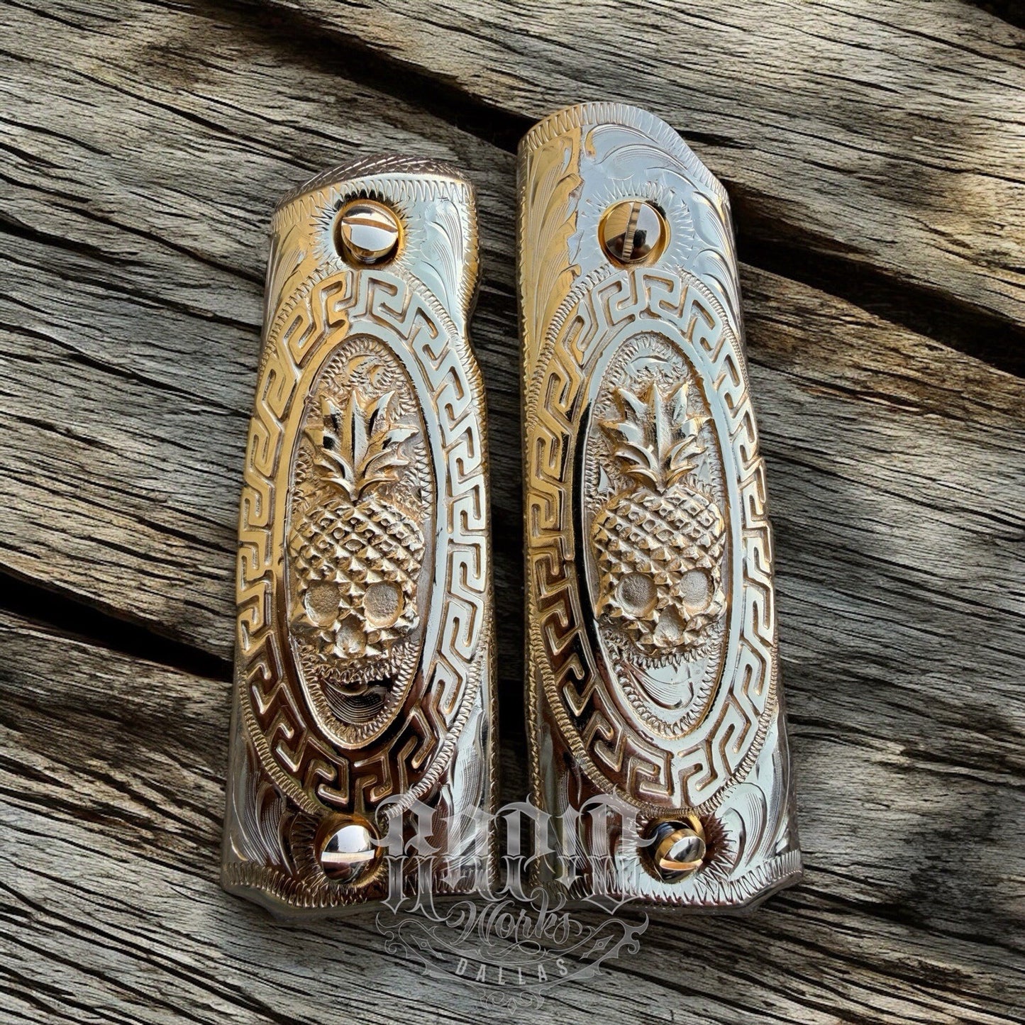 1911 45 38 Super Full Size Gold Gun Pistol Grip Cachas Chapeado & 24K Screws