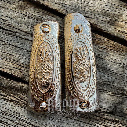 1911 45 38 Super Full Size Gold Gun Pistol Grip Cachas Chapeado & 24K Screws