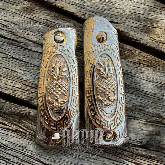 1911 45 38 Super Full Size Gold Gun Pistol Grip Cachas Chapeado & 24K Screws
