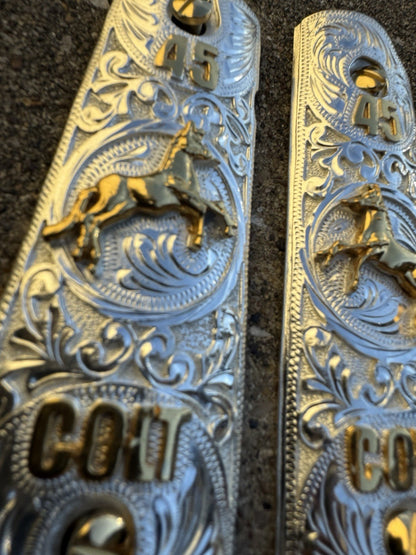 1911 45 38 Super Full Size Colt Horse Gold Gun Pistol Grip Cachas & 24K Screws
