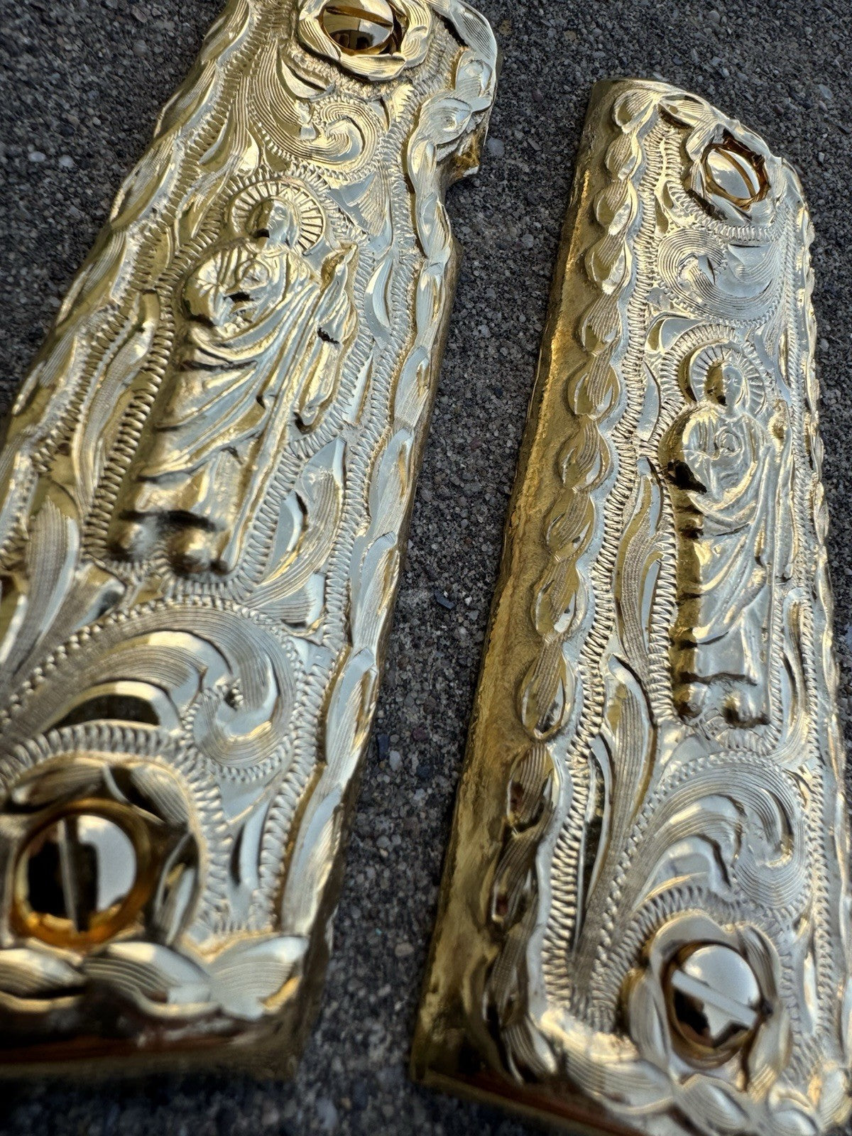 1911 45 38 Super Full Size San Judas Gold Gun Pistol Grips Cachas & 24K Screws