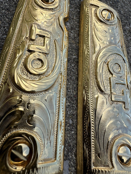 1911 45 38 Super Full Size Colt Gold Gun Pistol Grip Cachas & 24K Screws