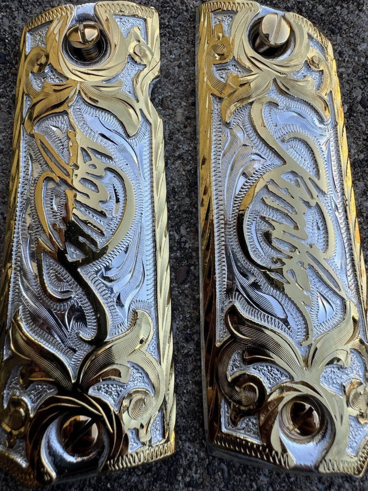 1911 45 38 Super Full Size KIMBER Gold Gun Pistol Grip Cachas & 24K Screws