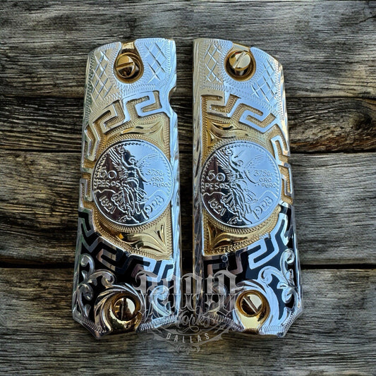 1911 45 38 Super Centenario Full Size Gold Gun Pistol Grip Cachas & 24K Screws