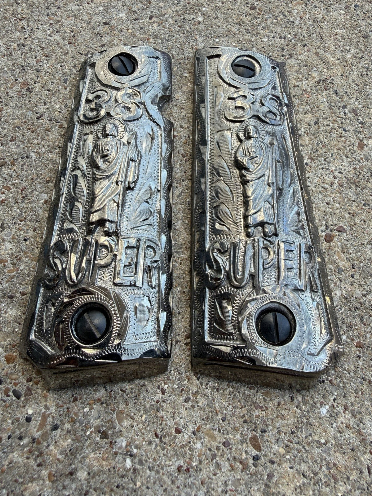 1911 45 38 Super Full Size San Judas Gun Pistol Grip Cachas & Screws