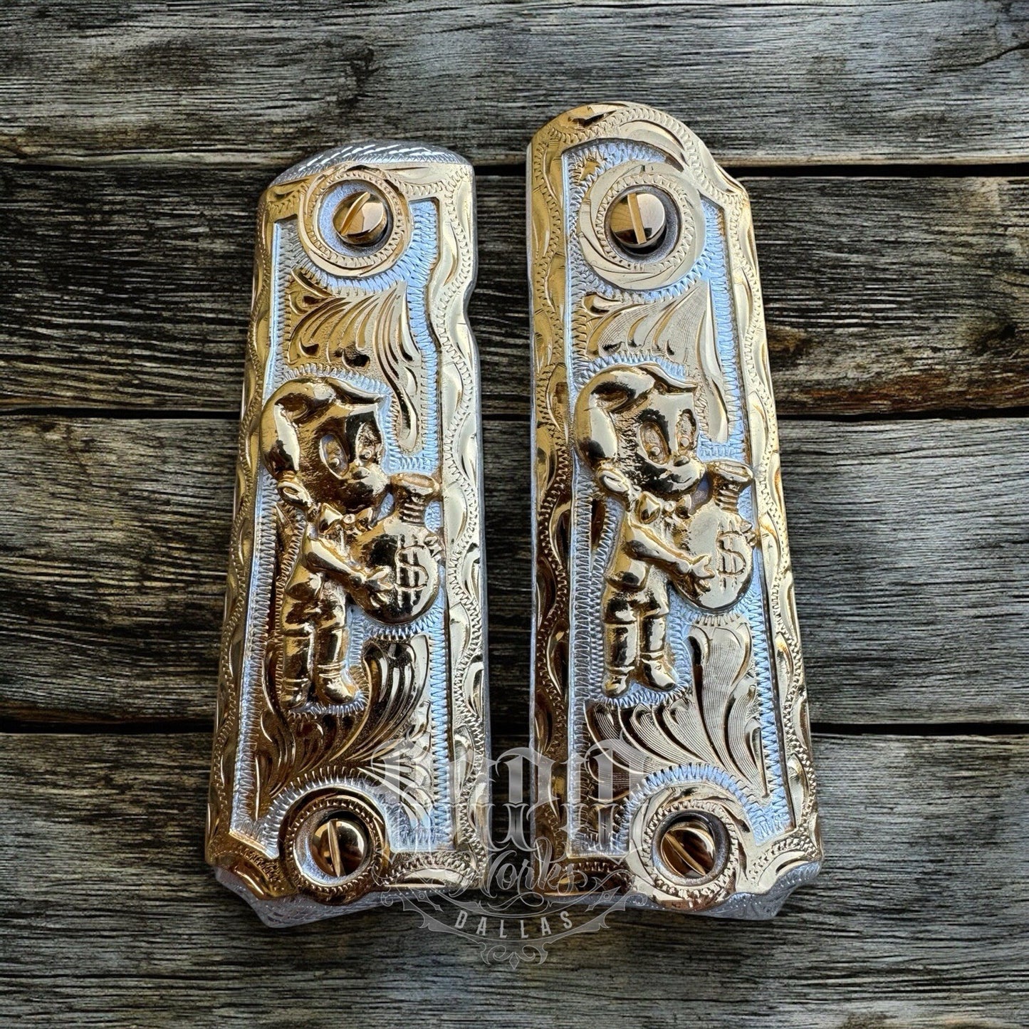 1911 45 38 Super Full Size Richie Rich Gold Gun Pistol Grip Cachas & 24K Screws