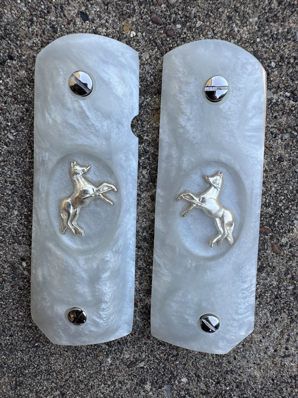 1911 45 38 Super Full Size Resin SilverColt Horse Gun Pistol Grip Cachas