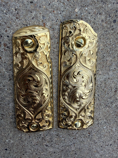 1911 45 38 Super Full Size Gold Gun Pistol Grip Cachas Chapeado & 24K Screws