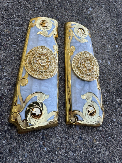 1911 45 38 Super Full Size Calendario Gold Gun Pistol Grip Cachas & 24K Screws