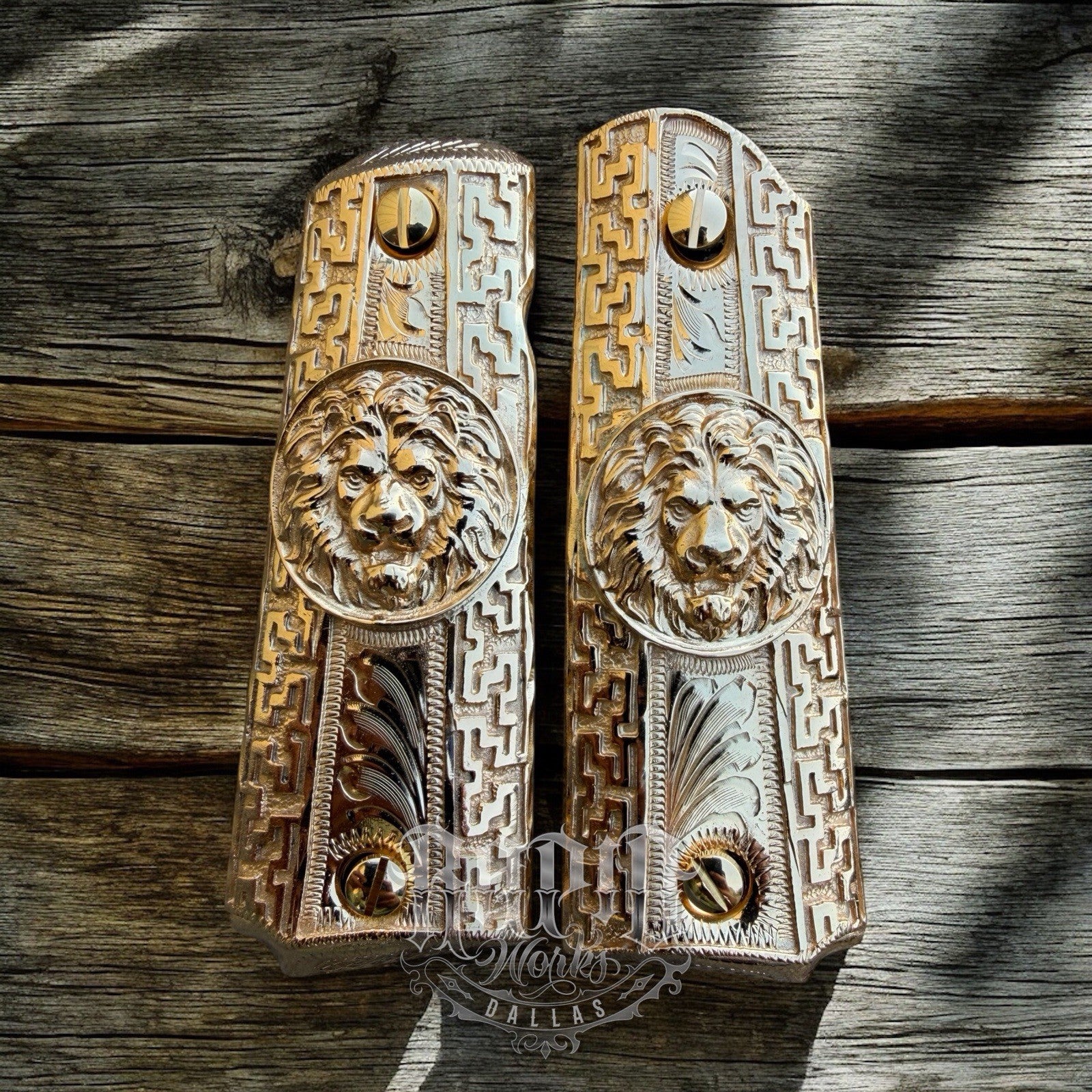 1911 45 38 Super Full Size Gold Gun Pistol Grip Cachas Chapeado & 24K Screws