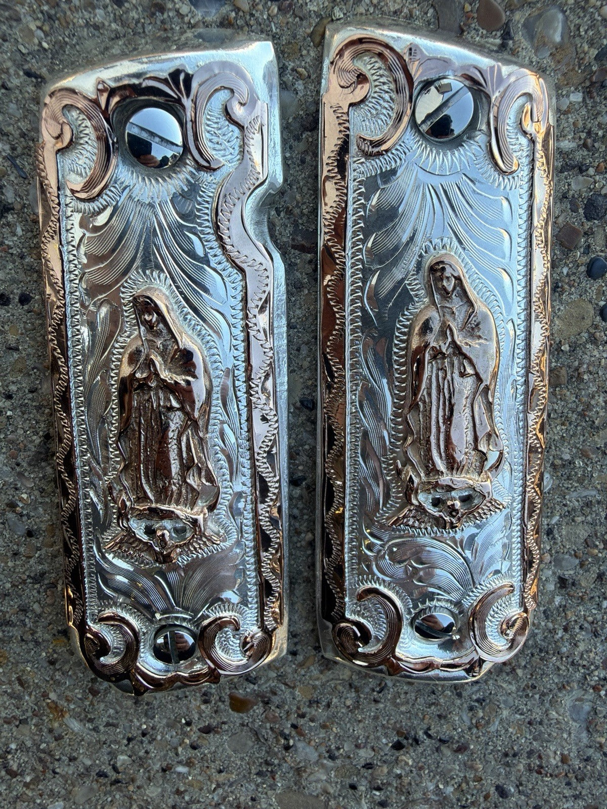 1911 45 38 Super Full Size Virgen De Guadalupe Rose Gold Grip Cachas & Screws