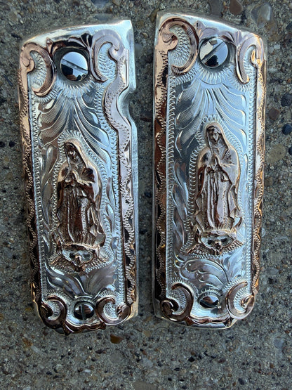 1911 45 38 Super Full Size Virgen De Guadalupe Rose Gold Grip Cachas & Screws