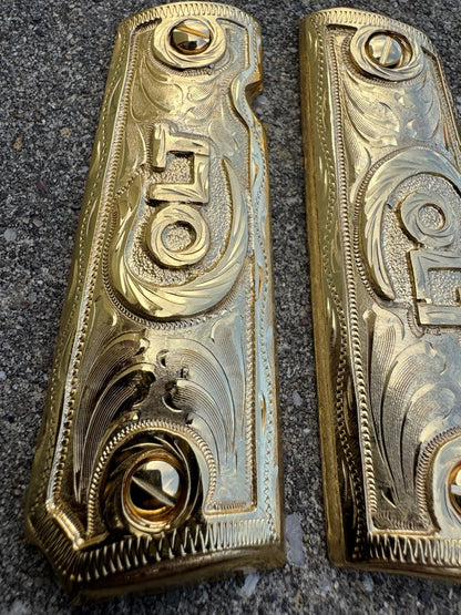 1911 45 38 Super Full Size Colt Gold Gun Pistol Grip Cachas & 24K Screws