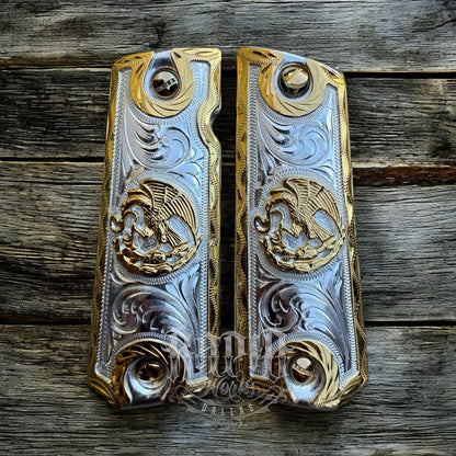 1911 45 38 Super Full Size Mexican Eagle Gold Gun Pistol Grip Cachas & 24K Screw