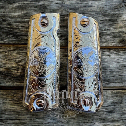 1911 45 38 Super Full Size Centenario Gold Gun Pistol Grip Cachas & 24K Screws
