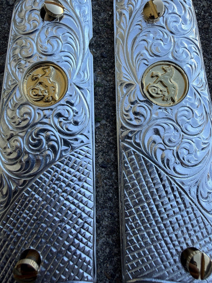 1911 45 38 Super Full Size Gold Gun Pistol Grip Cachas Chapeado & 24K Screws